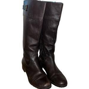 LAUREN RALPH LAUREN Sigrid Classic Leather Riding Boots Brown-9.5